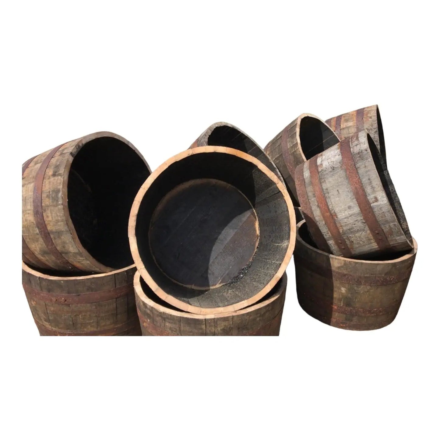 Half Whisky Barrel Planter Oak Wooden Tree Pot Olive Fruit Garden Rustic Style by Garden Crafty Barrel