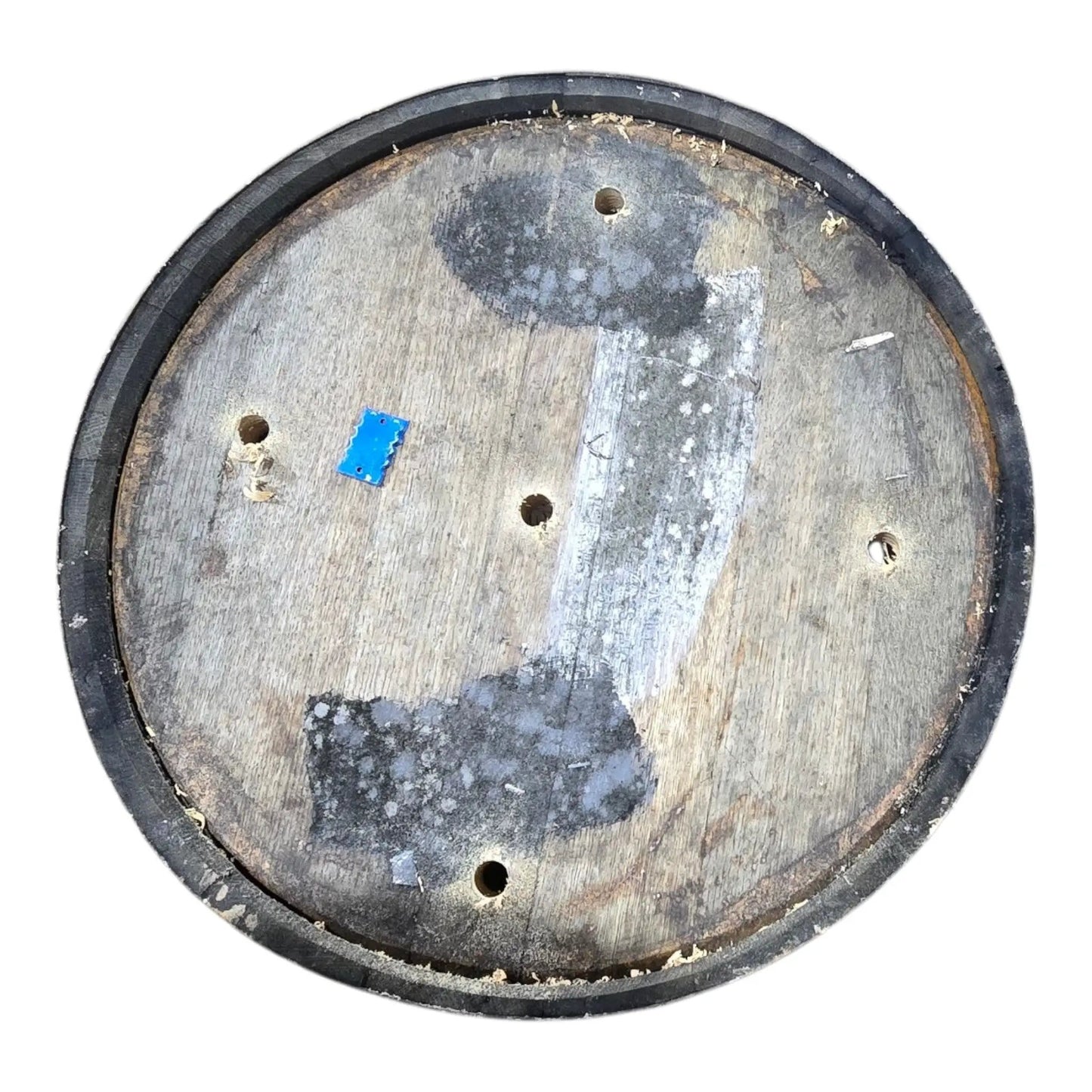 Half Whisky Barrel Planter, weathered wood with metal hoops