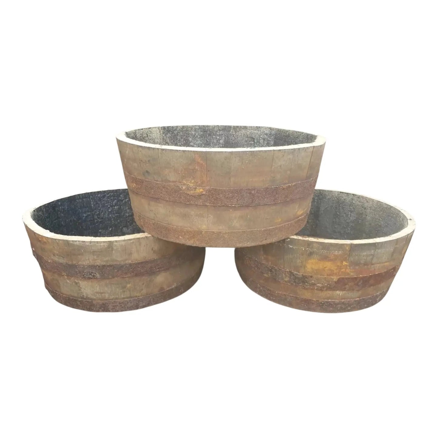 25cm Genuine Half Whisky Barrel Planter – Oak Whiskey Plant Container Flower Pot by Garden Crafty Barrel
