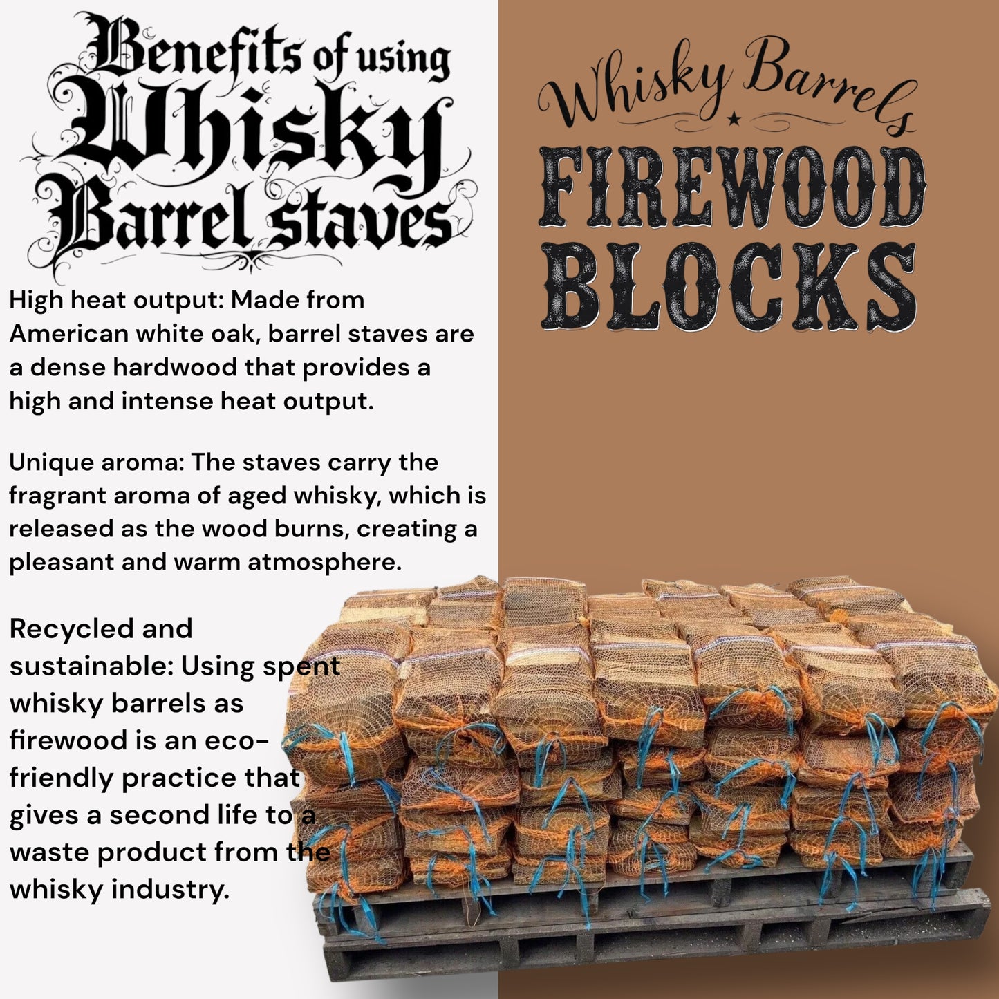 Hardwood Logs Fire Logs Logs Whisky Barrel White American Oak 25Kg