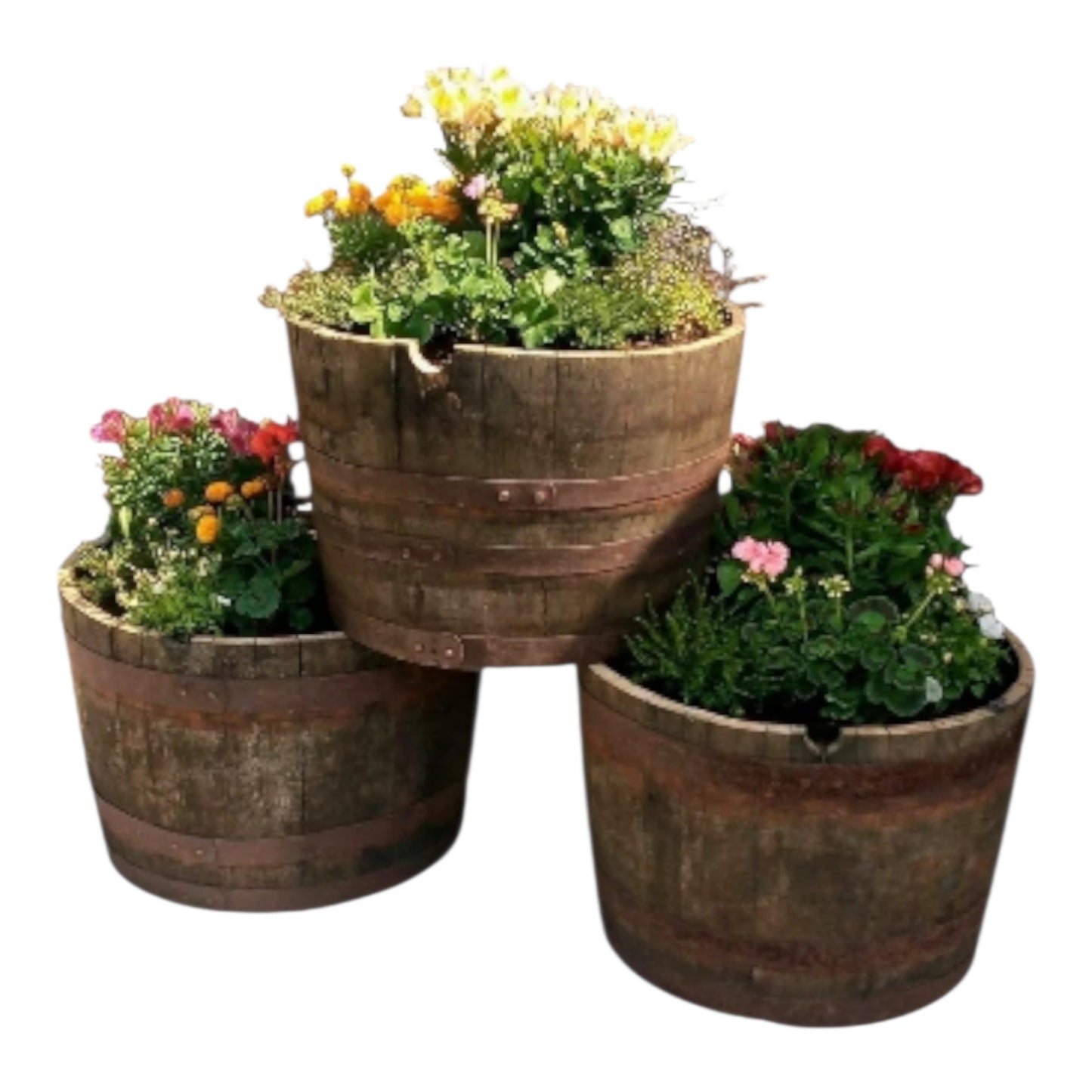Whisky Barrel Flower Pot Planter With Drainage Hole Whiskey Half Barrels Garden Patio by Garden Crafty Barrel