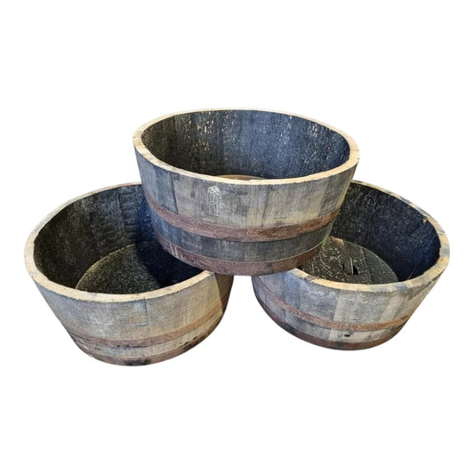 25cm watertight whisky barrel pond planter made from reclaimed oak