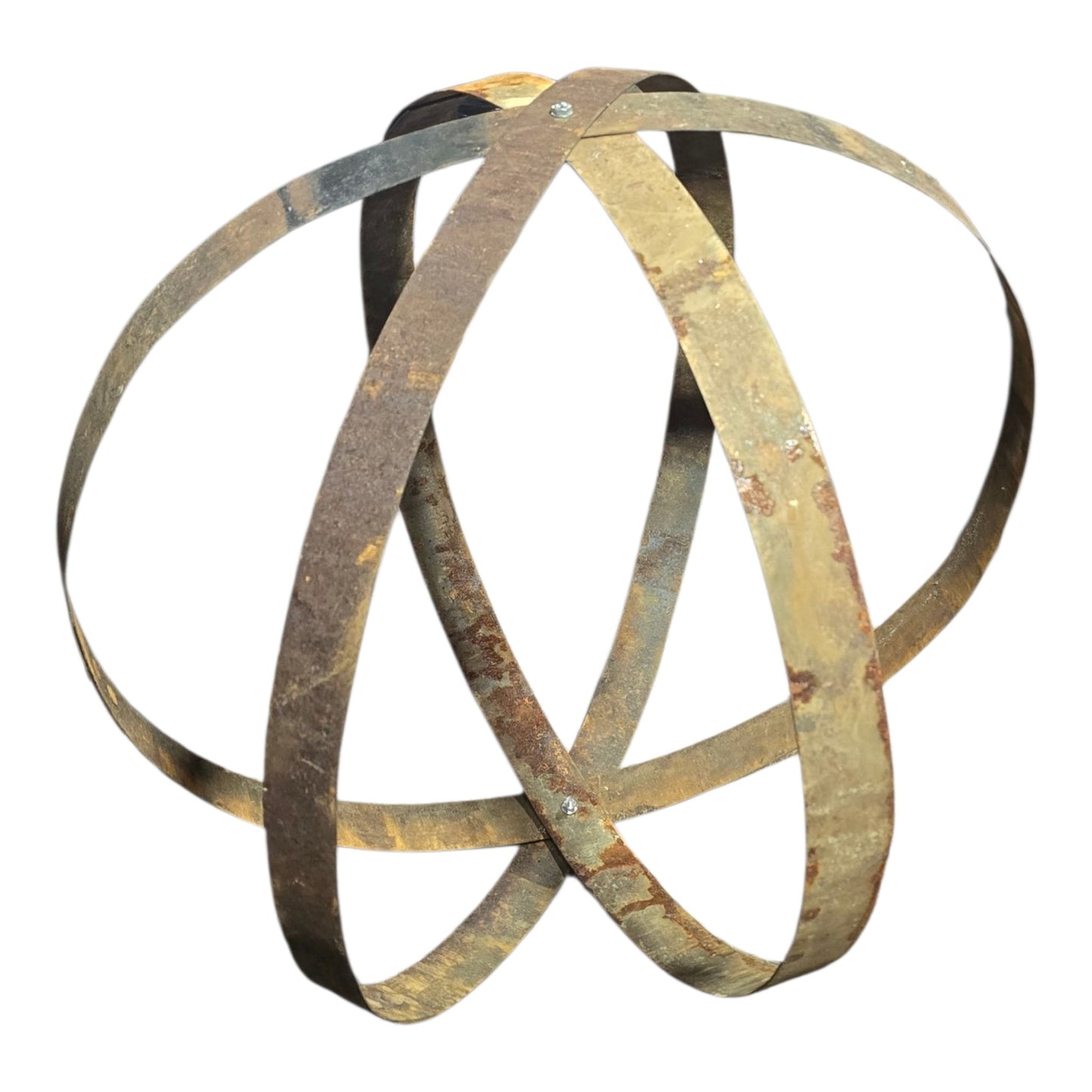 Handmade reclaimed barrel hoop garden ornament