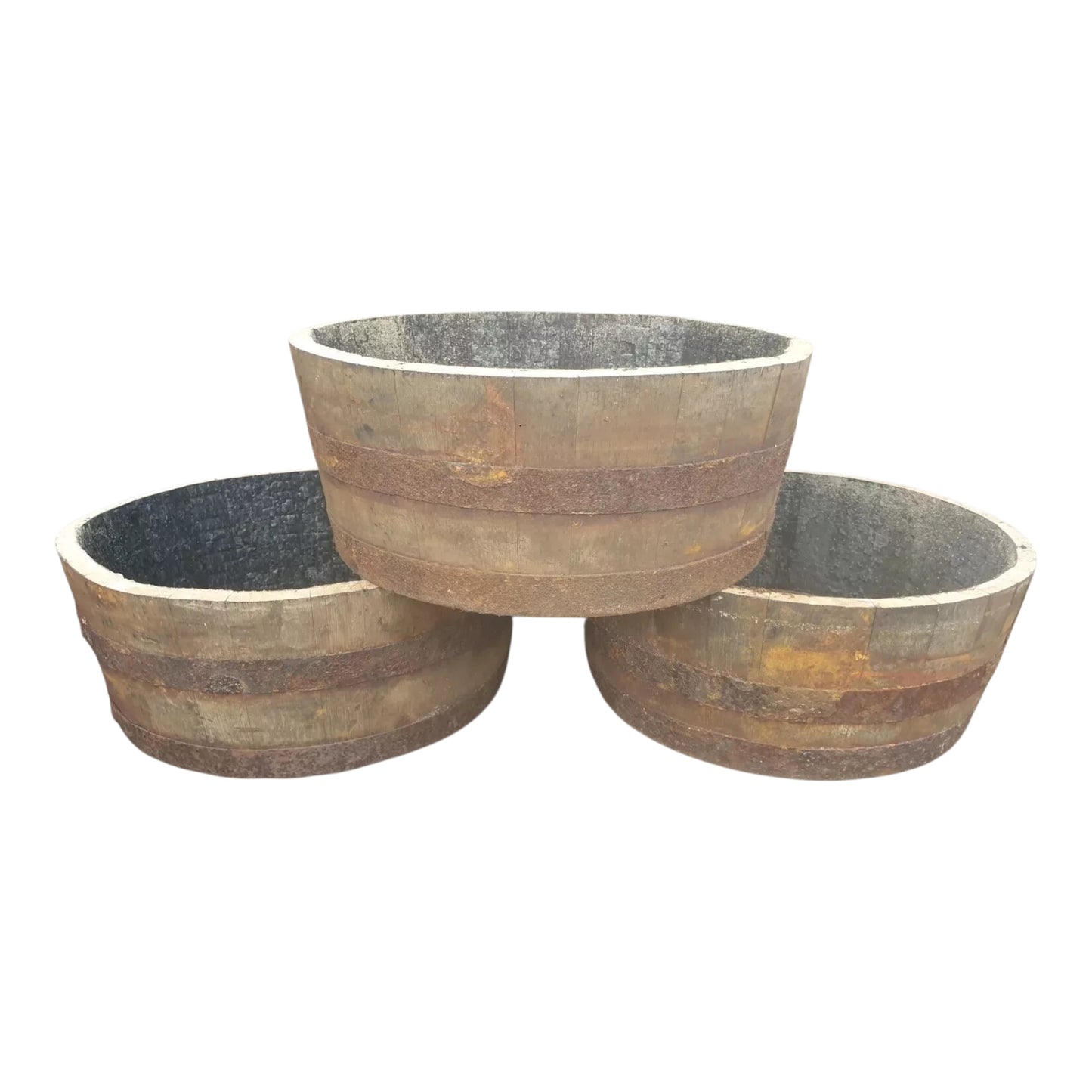 25cm Genuine Half Whisky Barrel Planter – Oak Whiskey Plant Container Flower Pot by Garden Crafty Barrel