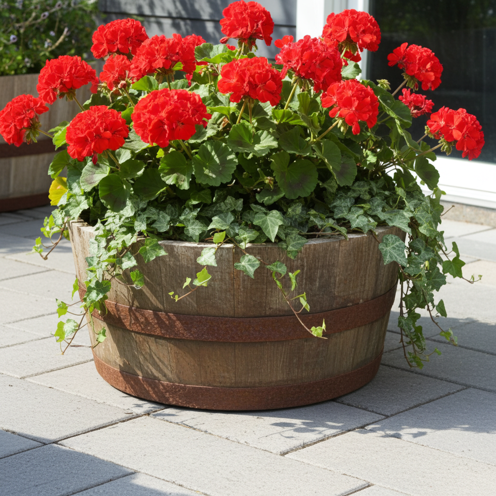 25cm Genuine Half Whisky Barrel Planter – Oak Whiskey Plant Container Flower Pot by Garden Crafty Barrel